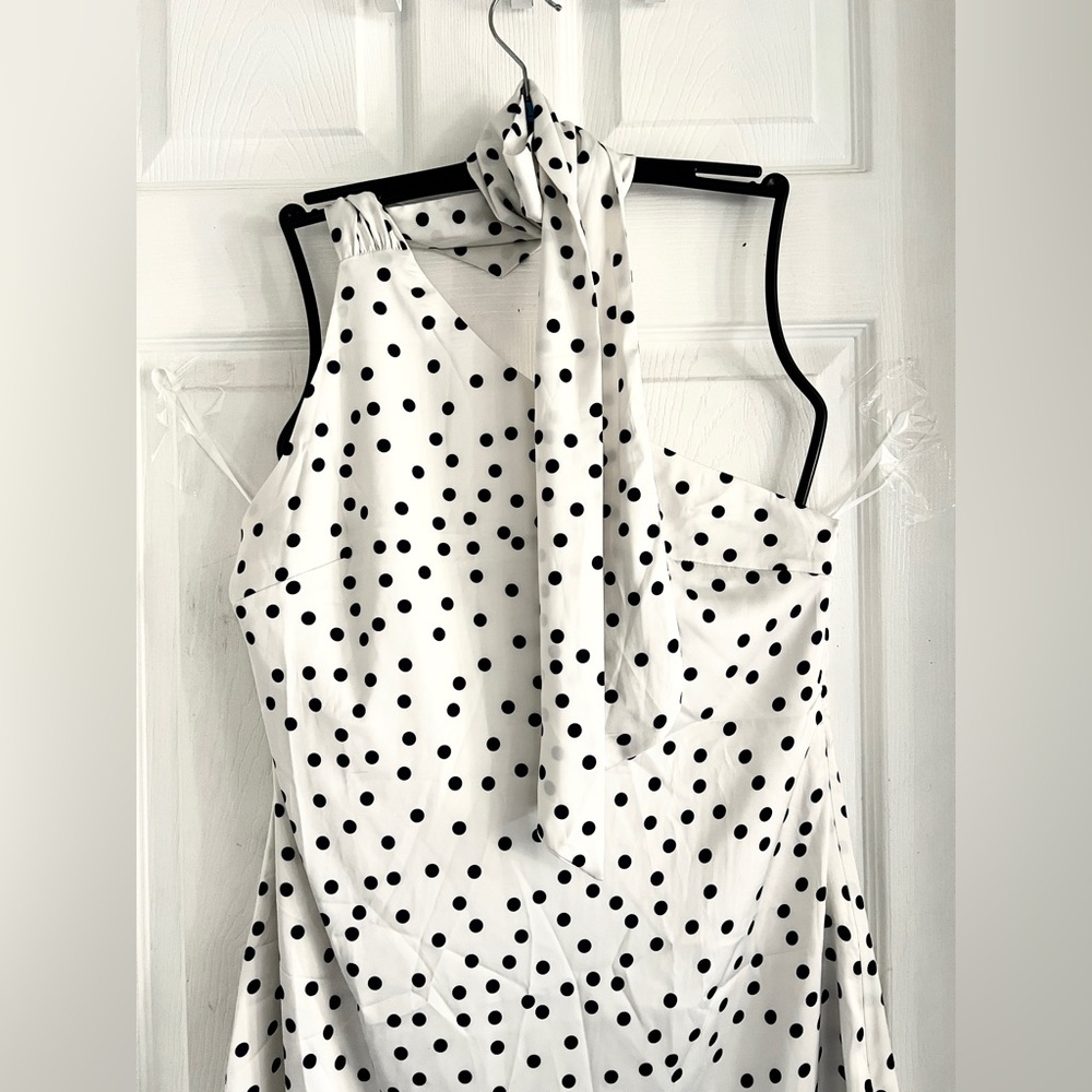 Commense Satin Polka Dot Asymmetrical Dress - Picture 6 of 12